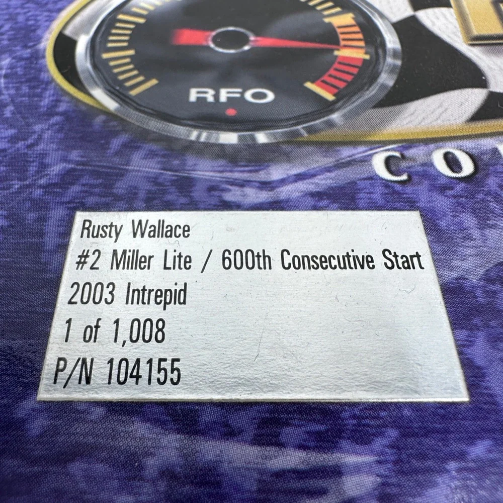 Rusty Wallace Signed 2003 Miller Lite Dodge 600th Consecutive Start 1 of 1008